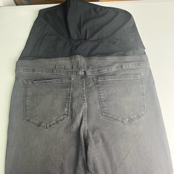 Madewell Over the Belly Distressed Raw Hem Black Sea Skinny Maternity Jean sz 30 - Picture 6 of 15